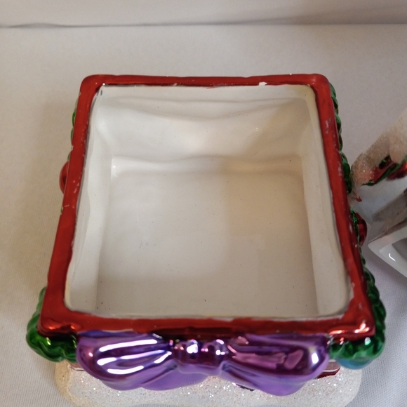 2004 CHRISTOPHER RADKO Christmas Glass SANTA CLAUS Candy Box Glitter 7.5 " H - Picture 7 of 10